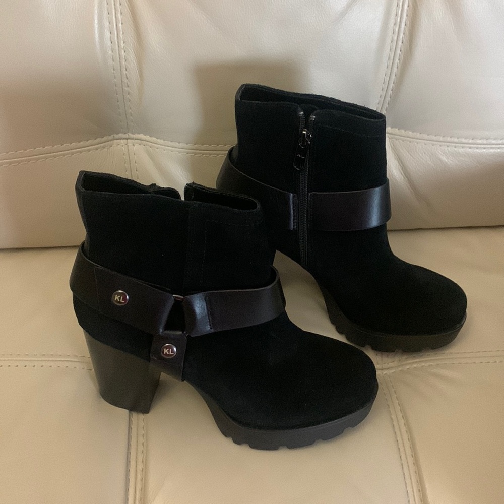 Karl Lagerfeld Platform Leather Booties Size 8 NIB